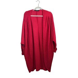 Merokeety Womens Textured Open Front Cardigan XL Red Waffle Knit Lightweight